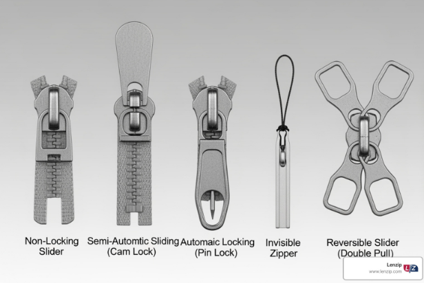 All the types of zipper pulls