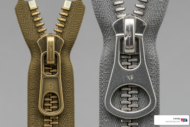 two different heavy duty zipper