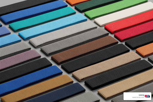 Example of fabrics and colors used for making zippers.