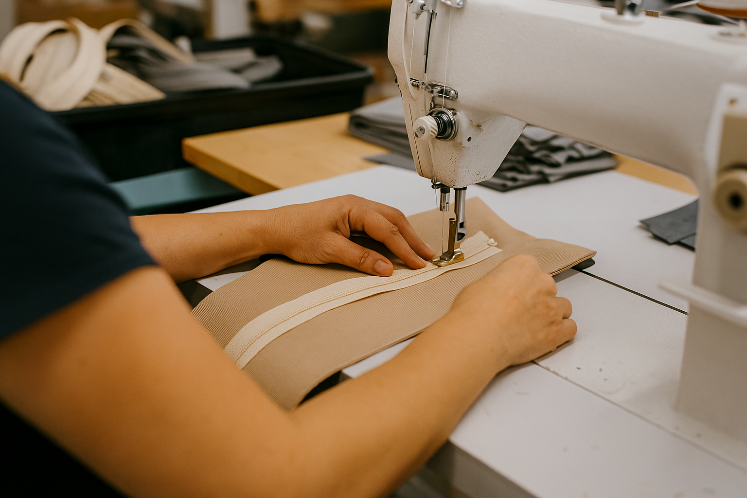 woman making zippers