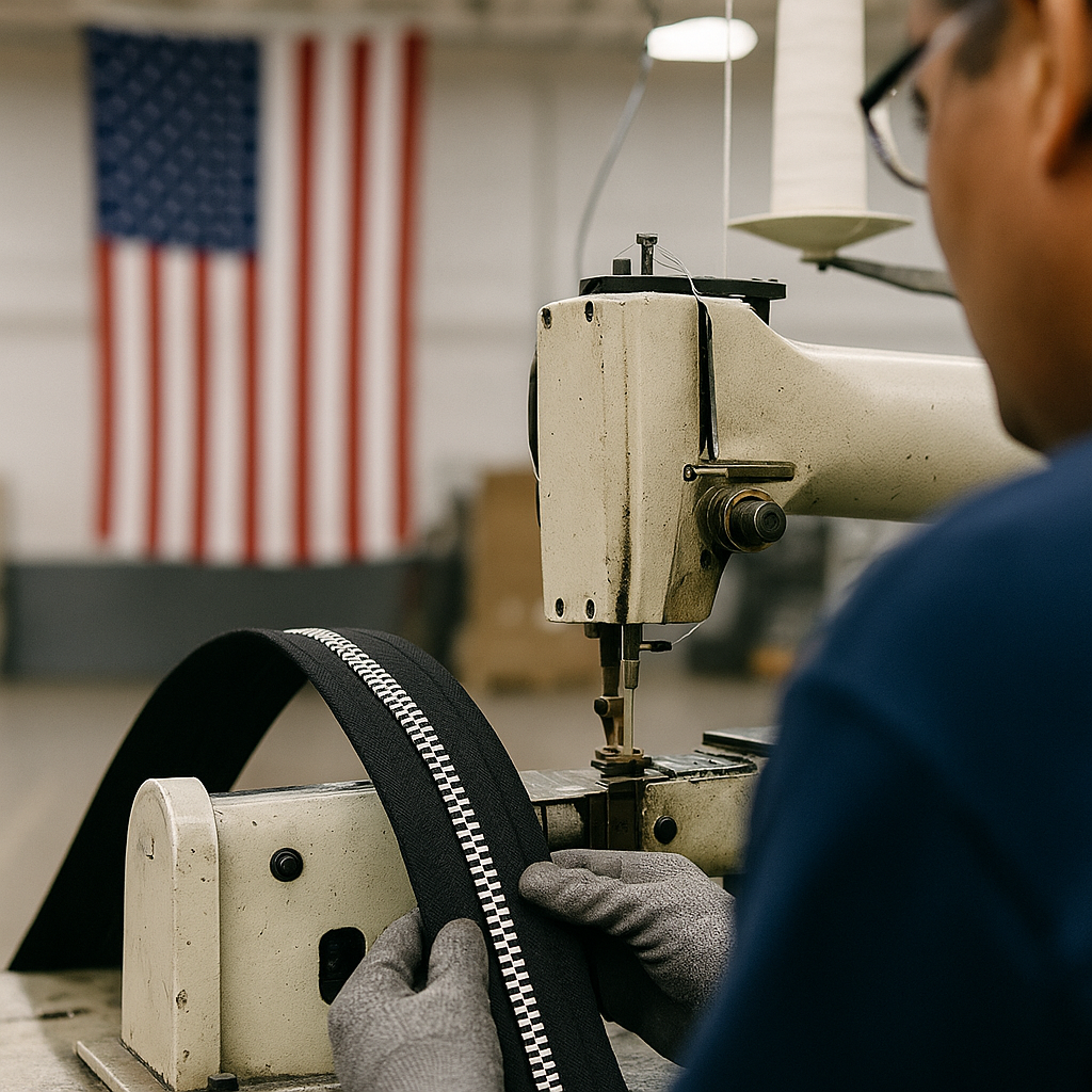 u.s manufactured zipper being made