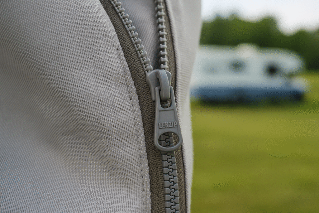 zipper close up for rv