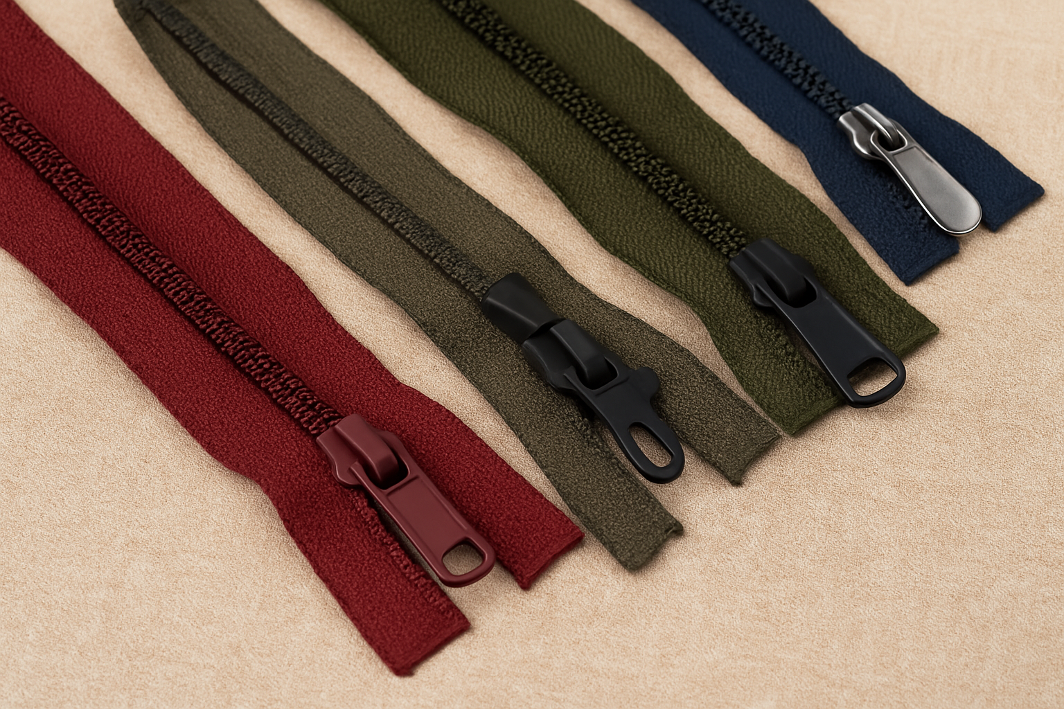 zippers next to each other American made.