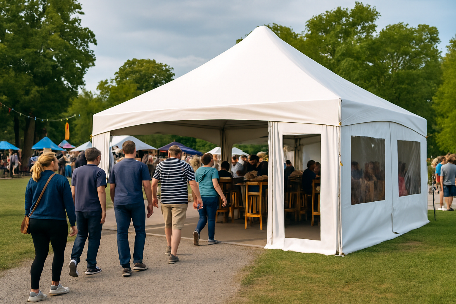 module tent with many people using it