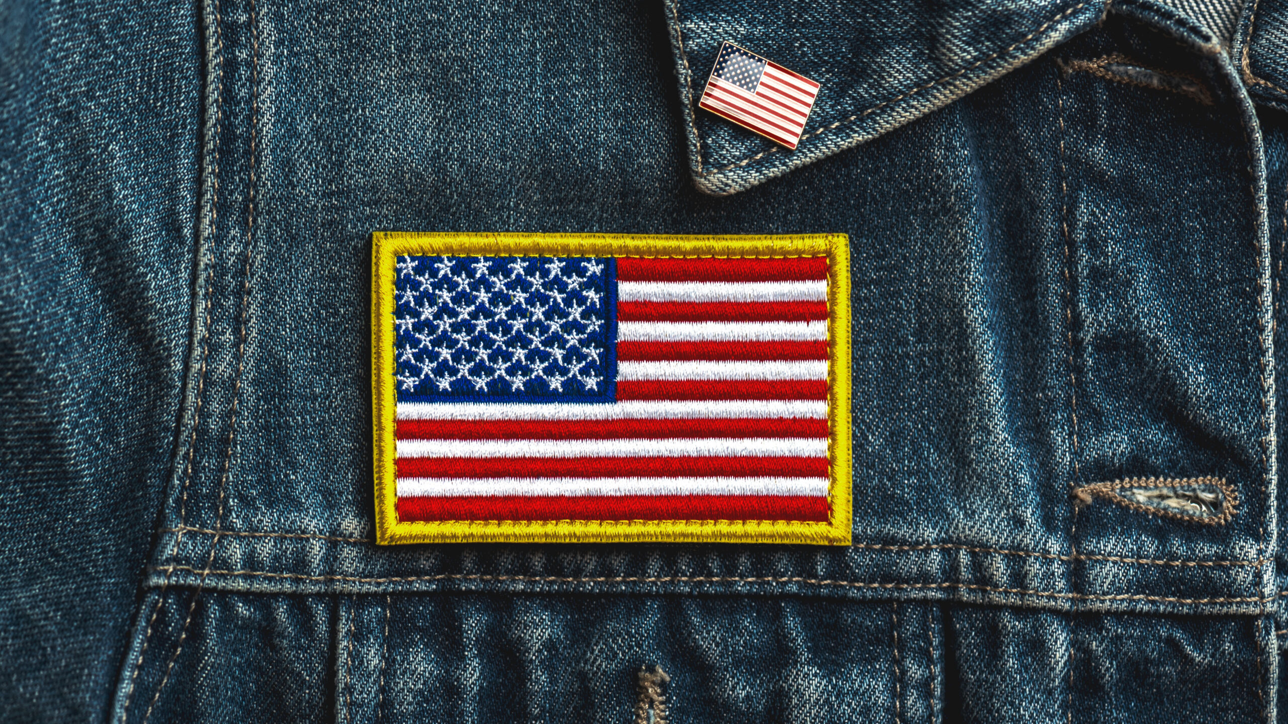 Jacket with American flag and zipper