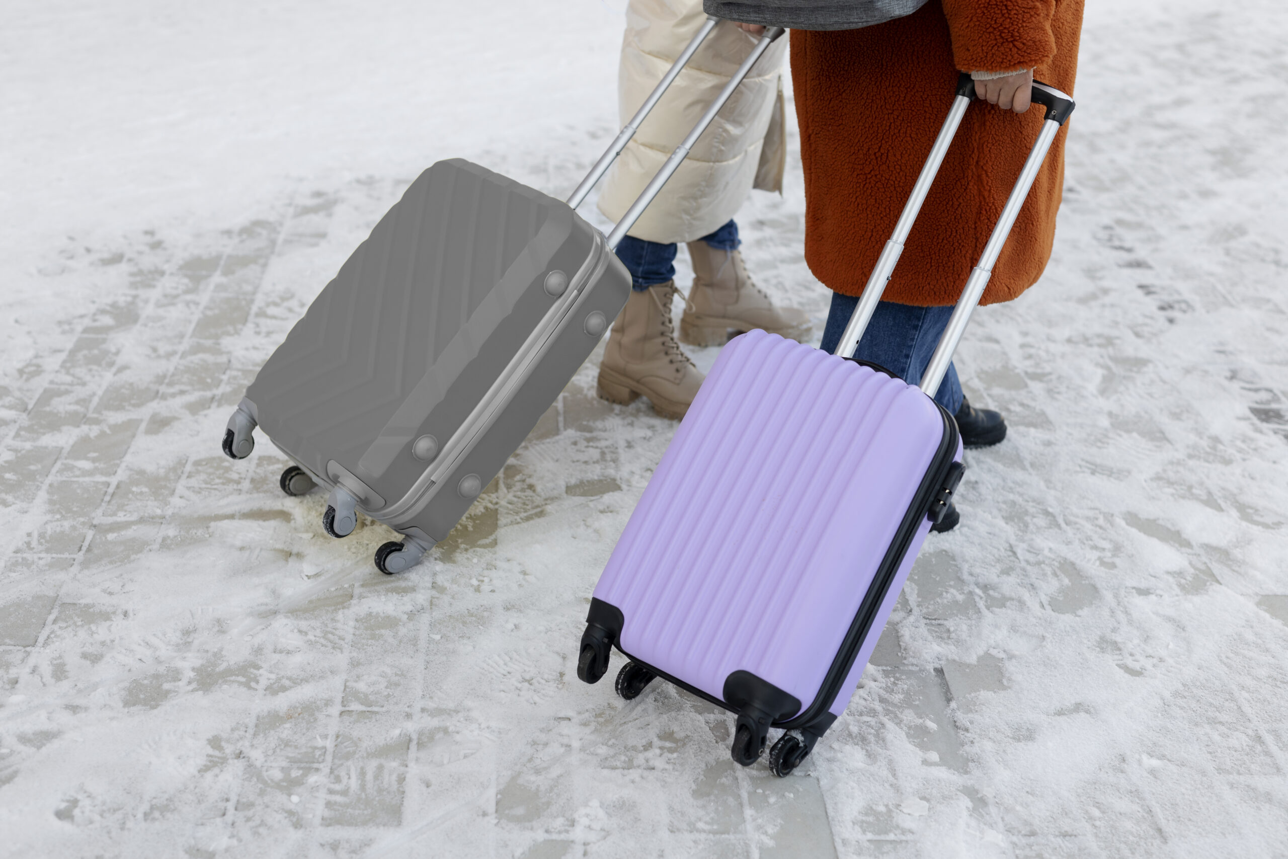 people carrying suitcase that are good quality because of zipper.