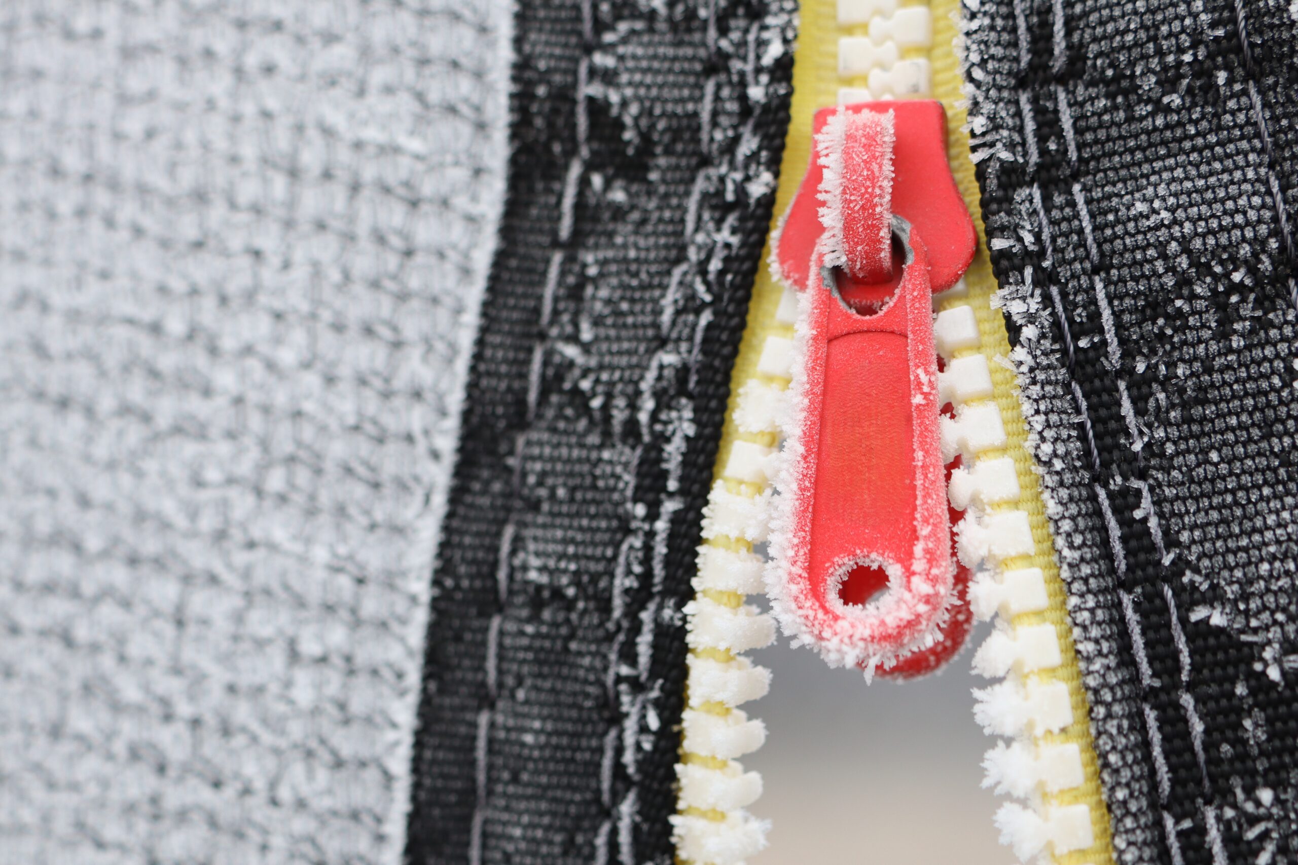 zipper This is a detailed and captivating view of a textile zipper, showcasing its vibrant colors and intricate stitching