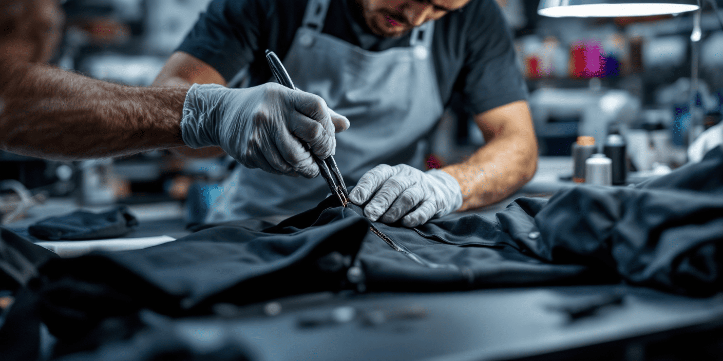 Man fixing a broken zipper