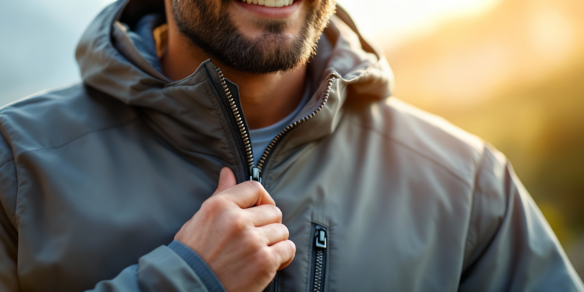 Man with a fixed zipper