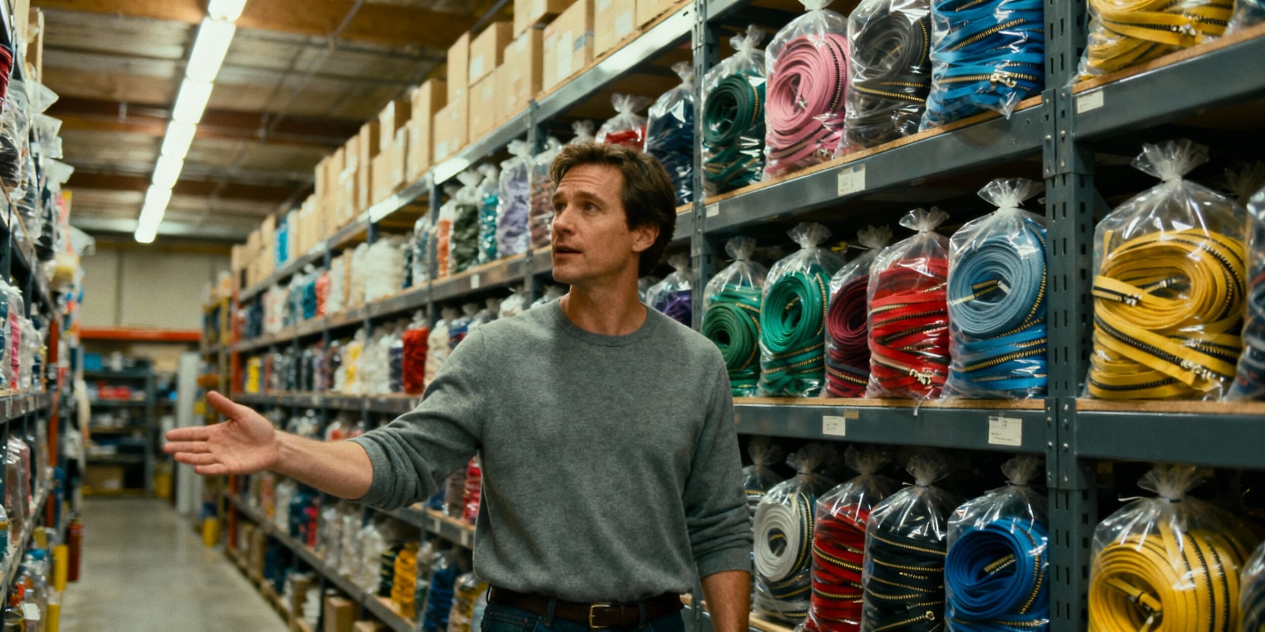 Person buying bulk zipper.