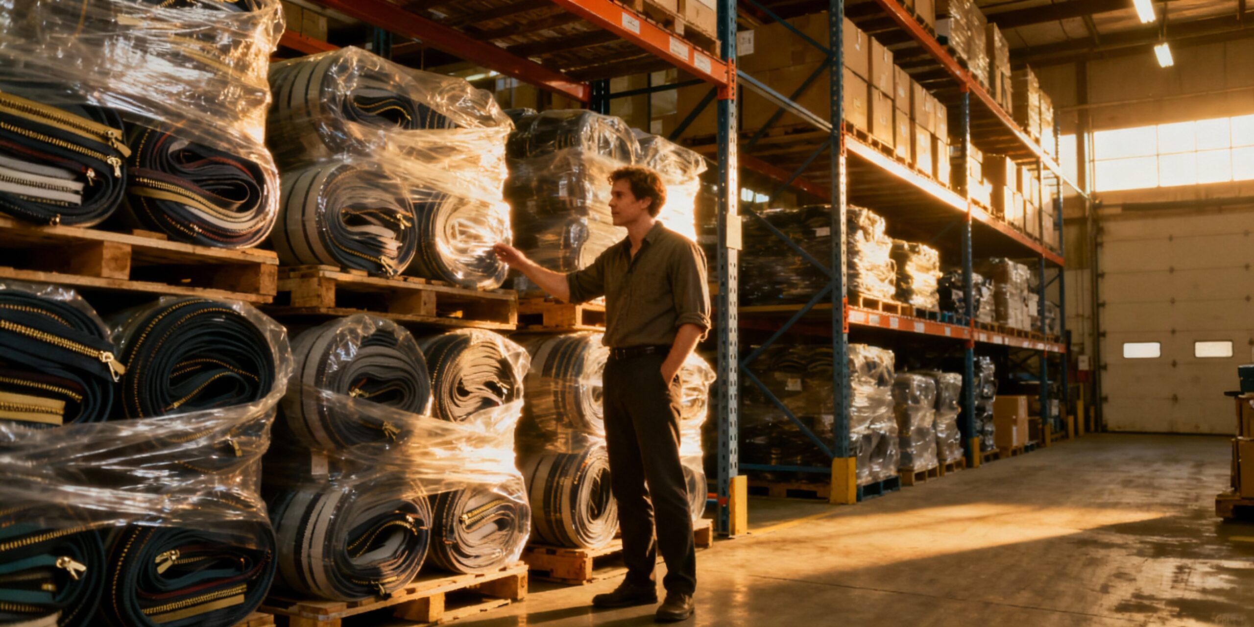 Person looking at zippers.